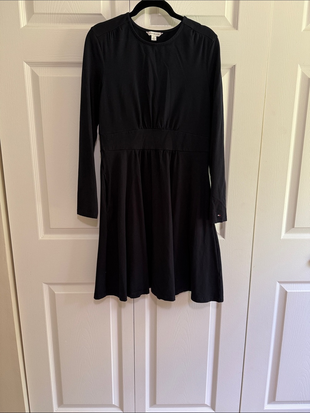 Tommy Hilfiger Maternity Black Long-Sleeve Fit-and-Flare Midi Dress